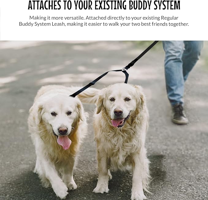 The Buddy System Accessories for Our Dog Leashes Made in USA (Double Buddy, Regular Dog Black)