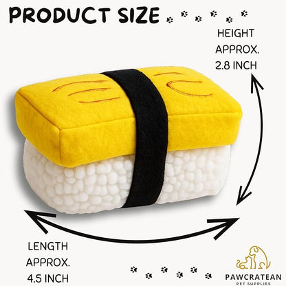 7" Squeaky Plush Toy for Puppies Small Dogs Self Etertainment Washable Soft Made [PET ONLY] (Egg Sushi)