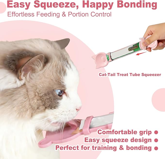 AZY 3-Piece Slow Feeder Cat Bowl and Lick Mat Set – Silicone Cat Treat Spoon & Feeding Mat for Wet Food, Enrichment and Slow Eating (Pink)