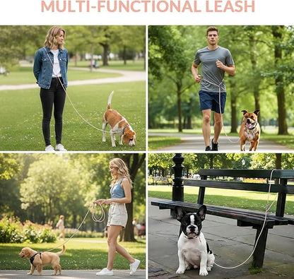 8.2ft Hands Free Dog Leash,Versatile Waist & Crossbody Lead for Medium Dogs,Waterproof & Adjustable for Running Jogging Walking, 360° Swivel Metal Buckle (Pink)