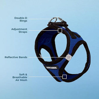 Best Pet Supplies Voyager Step-in Air Harness - All Weather Mesh, Reflective, No Pull Harness for Dogs, Cats - Secure with Hook & Loop Fastener, Buckle, Double D-Rings - Royal Blue/Black Trim, XS