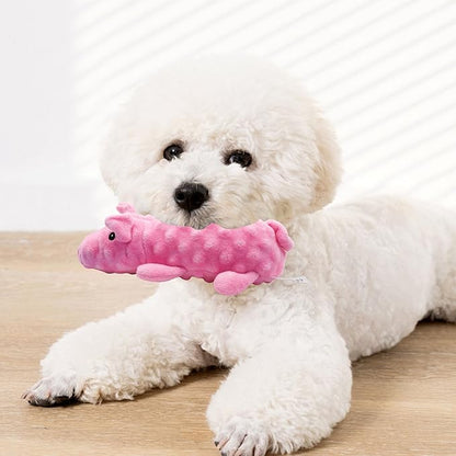 Andiker Dog Squeaky Toys, 10 in/24.5 cm Plush Dogs Toy Soft Dog Chew Toys in Pig Shape for Chewing Biting, Stuffed Puppy Toys with a 9.5 cm Squeaker and Crinkle Paper for All Breed Sizes Dogs (Pink)