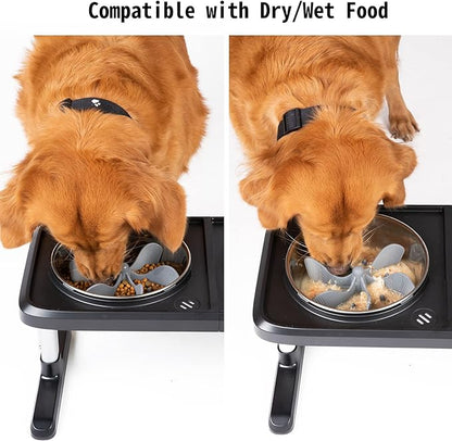 Slow Feeder Dog Bowls Insert [Octopus Suction Cups] Super Firm Slow Eating Dog Bowl [Cuttable] for Large Breed and Medium Size Dog Compatible with Regular and Elevated Dog Bowls (Spiral)