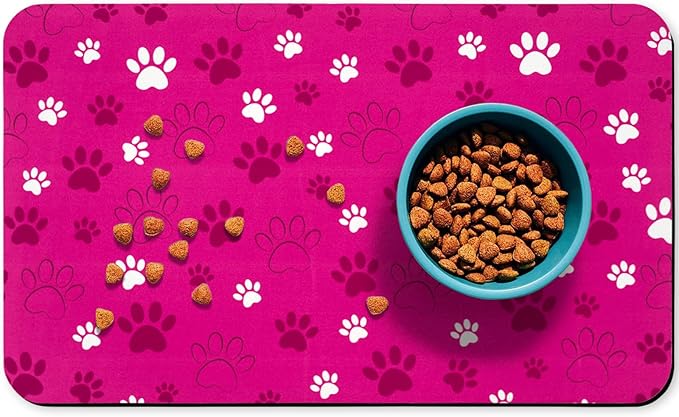 Dog Food Mat, Absorbent Water Bowl Mats Cat Pet Feeding Placemats Pink 16 * 24 inch