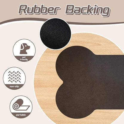 Le couranT Feeding Plastic Placemat for Food and Water Bowl, Absorbent-No Stains Quick Dry Dog Water Bowl Dispenser with Waterproof-Anti-Slip Backing Pet for Messy Drinkers, Lovely Dachshund-12x19 in