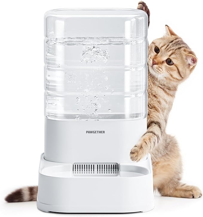 PAWGETHER® Gravity Automatic Pet Water Dispenser with 1 Filter for Cats and Small Dogs 1 Gallon/3.5L Auto Cat Waterer Dog Water Dispenser, Easy to Fill