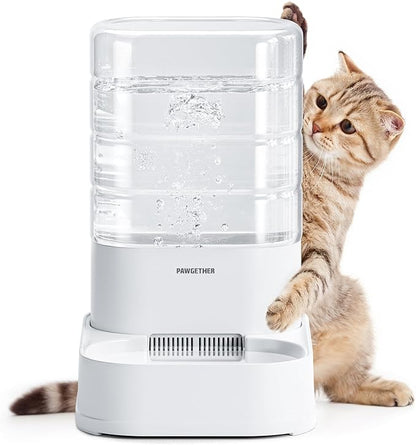 PAWGETHER® Gravity Automatic Pet Water Dispenser with 1 Filter for Cats and Small Dogs 1 Gallon/3.5L Auto Cat Waterer Dog Water Dispenser, Easy to Fill