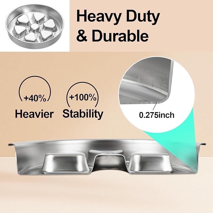 Kactoily Stainless Steel Slow Feeder Dog Bowl, 3 Cup Heavy Duty Slow Eating Bowl, Deep Maze & Non-Slip Base for Medium Dogs & Large Breed Puppies, Dishwasher Safe