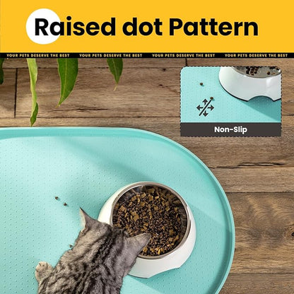 Dog Food Mat,Raised Edges Pet Food Mats for Spill Containment,BPA-Free Silicone Cat Dog Feeding Mat for Floor Waterproof,Rubber Pet Placemats for Food and Water Bowls 1/2 Inch