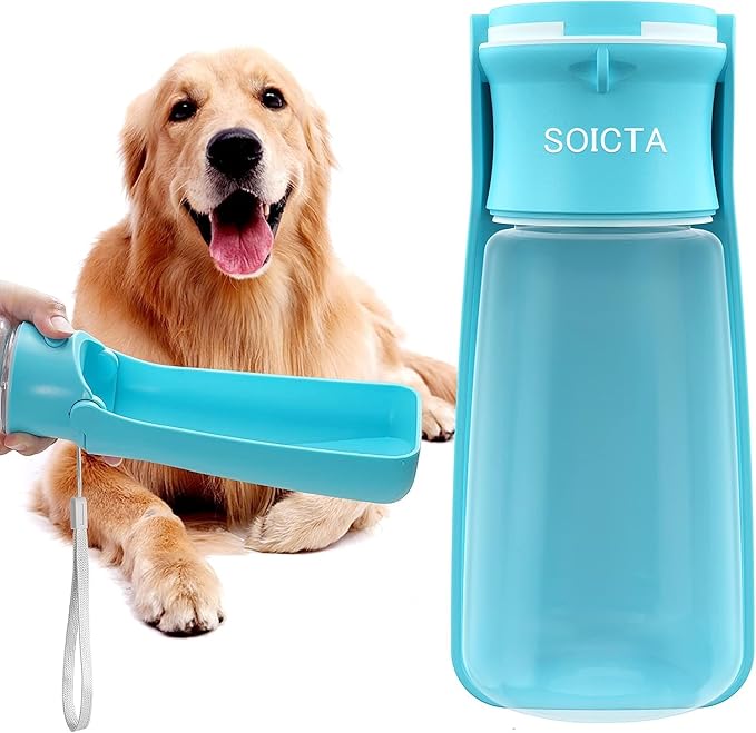 SOICTA Portable Dog Small Animals Water Bottle for Walking 19 OZ or 12 OZ Pet Water Bottles for Puppy Medium Large Dogs Little Animals Water Dispenser Dog Small Animals Water Bowl