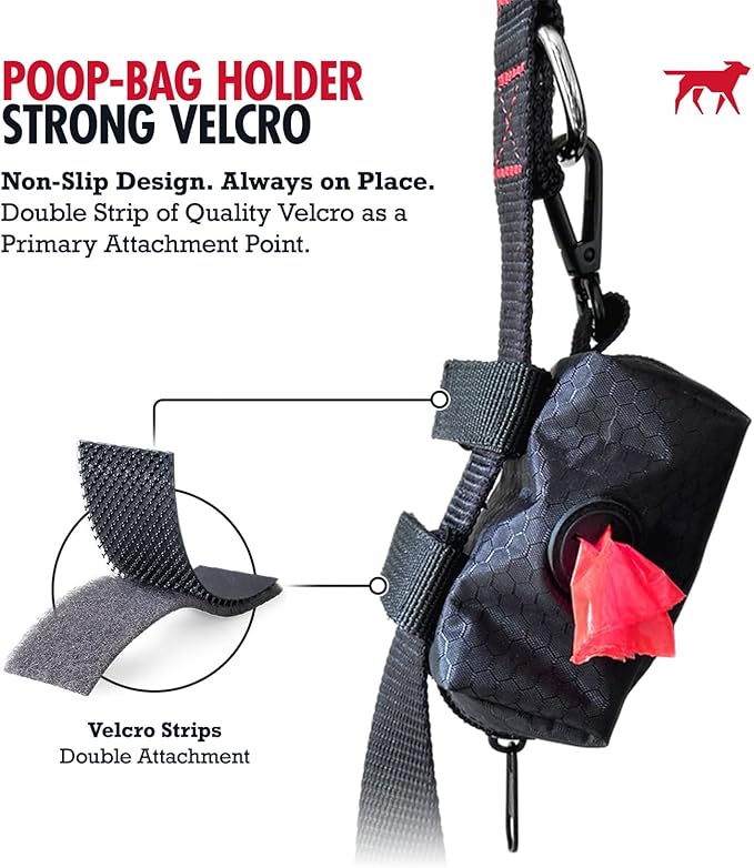 Tuff Pupper Dog Poop Bag Holder | Works with Any Dog Leash | Zippered Waste Bag Dispenser | Waterproof with Rust-Proof Clip | Convenient Lightweight Design | Includes 2 Rolls of Leak-Proof Bags