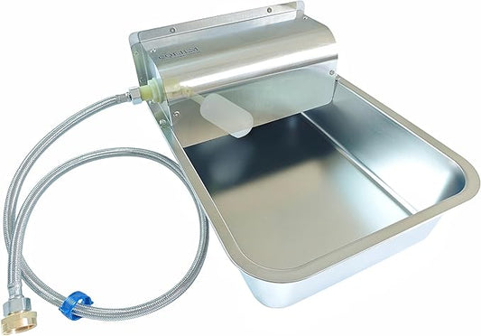 Large Automatic Dog Water Dispenser Stainless Steel Outdoor Dog Water Bowl Self-Filling Dog Bowl, Suitable for Livestock, Dogs, Cats, and Chickens, 3 Gallons