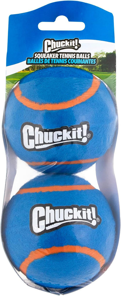 Chuckit! Squeaker Tennis Ball Dog Toy, Large (3 Inch Diameter) Pack of 2, for Breeds 60-100 lbs