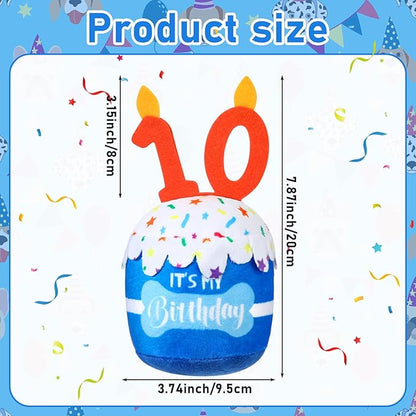 Dog Birthday Cake Toy Accessories for Girl Boy Gifts, Squeaky Plush Toy for Dog Birthday Party Decor Favor for Large, Medium and Small Dogs(10th,Blue)