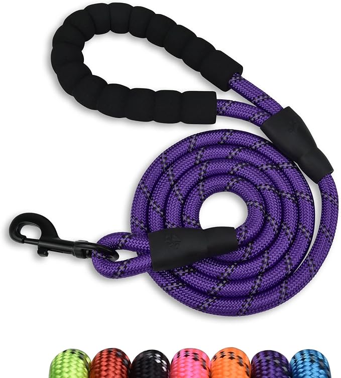 5/6 FT Strong Pet Dog Leash with Soft Padded Handle,Highly Reflective Rope for Night Walking,360-Degree Rotating Metal Buckle Without Tangles,Suitable for Small,Medium and Large Dogs.(6ft)