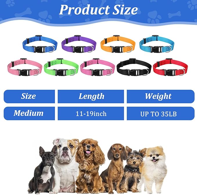 JIEYAO 27 Pcs Colorful Dog Collars for Small Medium Dog, Nylon Adjustable Puppy Collars with Quick Release Buckle 9 Colors Pet Collar Bulk for Walking Training