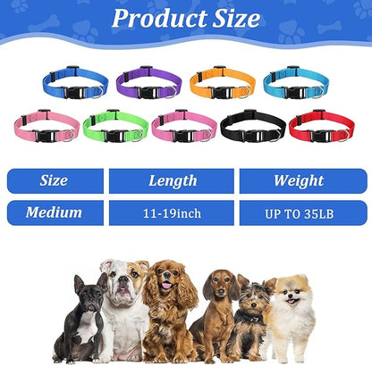 JIEYAO 27 Pcs Colorful Dog Collars for Small Medium Dog, Nylon Adjustable Puppy Collars with Quick Release Buckle 9 Colors Pet Collar Bulk for Walking Training