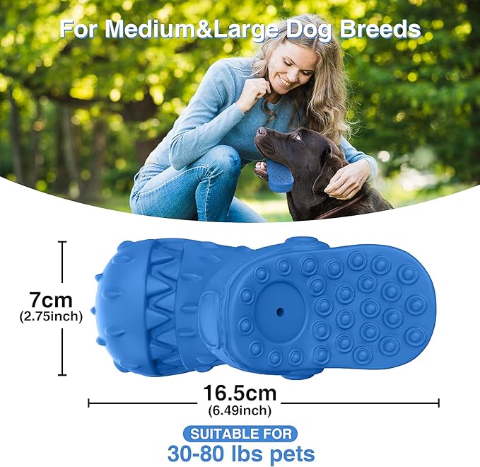 Indestructible Dog Toys, Squeaky Dog Toys for Aggressive Chewers, Tough Dog Chew Toys for Medium/Large Dogs/Heavy Duty Dog Toy (Slipper-Blue)