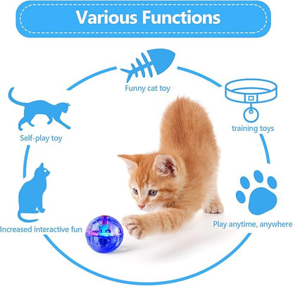 Jecery 9 Pcs Light Up Cat Balls Ghost Hunting LED Motion Activated Cat Toy Interactive Lighted Ball Pet Glowing Mini Running Exercise Toys for Kitten Dog Pet Animals Activity(Transparent)
