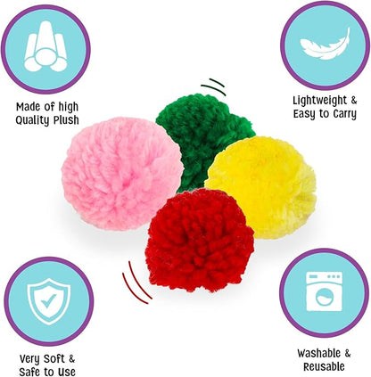 SPOT Wool Pom Poms Cat Toy - Interactive Wool Balls Cat Toy with Catnip for Cats and Kittens to Bite, Swat and Chase - 1.5 inch, 4 pcs