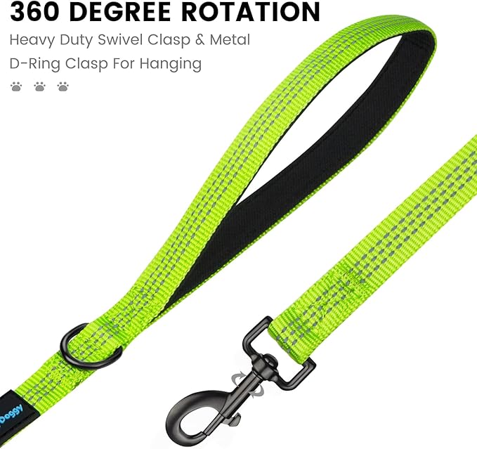 PuppyDoggy 2 Pack Dog Leash for Small to Medium Dogs 6 ft with 3 Reflective Stitching and 2 Traffic Padded Handles Dog Lead/Rope, Pet Leash for Running Walking Training (6 ft x 0.6 in - Blue 2 Pack)