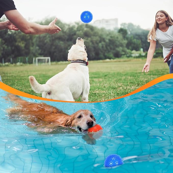 petizer 6 Pack 2.5” Squeaky Dog Toy Balls, Floating Dogs Pool Balls, Spiky Dog Balls, Durable Interactive Fetch Toys for Puppy, Dog Chew Toys for Teething (2.5", Small Dog)