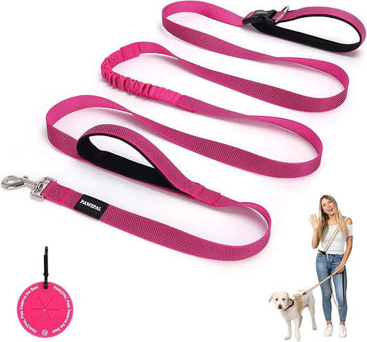 6-8FT Hands Free Dog Leash - Adjustable Waist & Crossbody Belt, Tangle-Free, Reflective Urban Leash for City Walks, Jogging & Daily Use (Hot Pink)