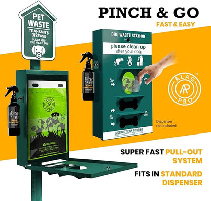 ALAGPRO® 800 Pull-Strap Dog Waste Station Refill Header Bags - Fit Any Pet Waste Header Stations - 45% Thicker than Competitor Bags - 8 Headers of 100 Bags for Backyard, Parks & HOA's