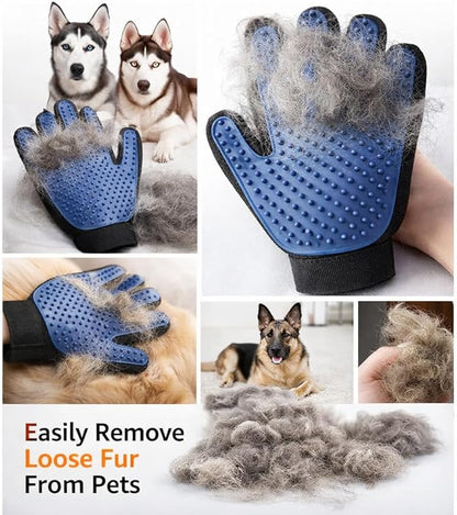 Pet Hair Remover Gloves – Gentle Grooming & Shedding Brush for Dogs, Cats & Horses – Suitable for Long & Short Hair Removal Mitt with Adjustable Wrist Strap Pack of 1
