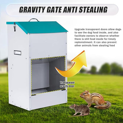 Automatic Dog Feeder for Large Dogs Outdoor 50Lbs Dog Food Dispenser Dog Feeding Station Galvanized Gravity Feeder Pet Feeder for Large Breed (50lbs)