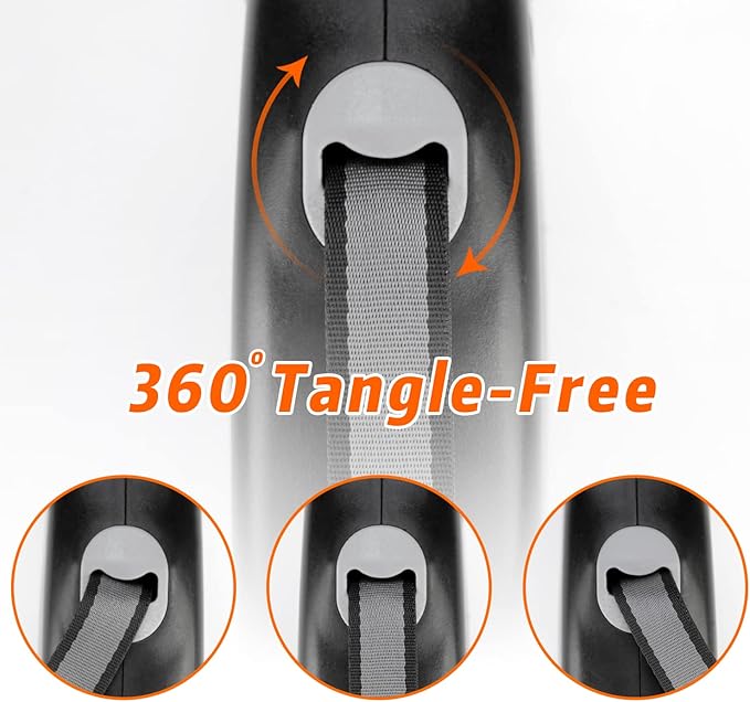 Retractable Dog Leash 26 FT, Heavy Duty Dog Leash for Dogs up to 110lbs, Strong Nylon Tape No Tangle, One-Handed Brake, Pause, Lock, Perfect for Medium Large Dogs