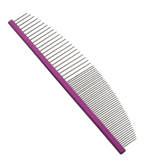 6.5 Inch Professional Crescent Coarse Grooming Pet Comb Lightweight Wide/Fine Tooth Butter Comb for Dogs & Cats Removing Tangles, Knots,Flea,Undercoat,and Excess Hair, Rounded Corners Design for Safe