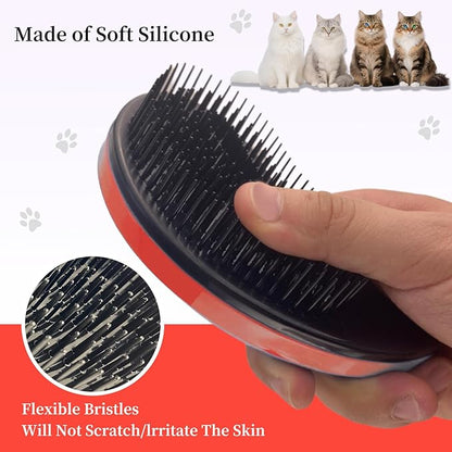 Cat Brush for Shedding - Perfect Grooming Tool for Long-Haired Cats | Deshedding & Hair Remover for Indoor Pets (Orange)