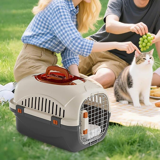 Detachable Pet Carrier for Small Animal, 2025 New Ventilated Plastic Dog Crates, Portable Hard-Sided Dog Crate with Handle for Puppies ＆ Cat Traveling, Hiking, Camping (Black)