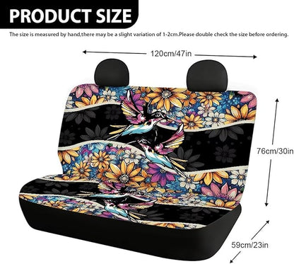 AFPANQZ Hummingbird Pattern Car Rear Bench Protective Car Seat Cover Back Seat Only Car Truck SUVs Polyester Fabric Car Backseat Cover Universal Fit Full Wrap Dust-Proof Seat Cover