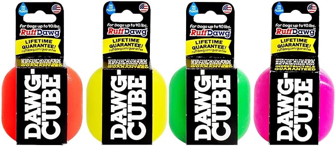 Ruff Dawg Cube Medium 2.5 Indestructible Dog Toy – Heavy-Duty Rubber Fetch & Chew Toy for Aggressive Chewers – Erratic Bounce, Floats, BPA & Latex Free – Made in USA