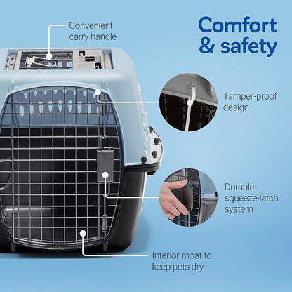 Petmate Dog Crates for Small Dogs & Cat Carriers, Two-Door Plastic Pet Kennel, Top & Front Loading, Made in USA, 24" For Pets Up To 15 lb, Pearl Tan