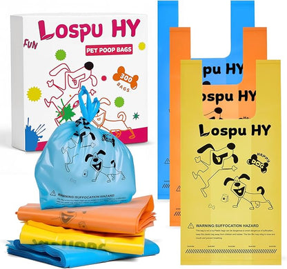 Poop Bags for Dogs, 300 Count Extra Thick Strong Leak Proof Dog Poop Bags with Handles, Pet Waste Bag for Waste Refuse Cleanup, Outdoor Puppy Walking and Cats Litter