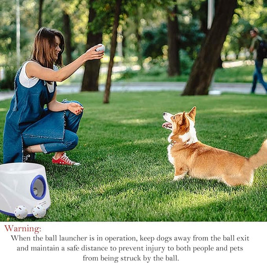 Dog Ball Thrower Launcher,Automatic Ball Launcher for Dogs with 3 Launching Distance 20-45FT,6 2.3 Inch ETPU Tennis Balls,Interactive Dog Toys Indoor Outdoor Ball Thrower Machine for Small/Medium Dogs