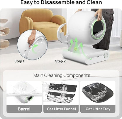 Self Cleaning Litter Box, 2026 Upgraded Automatic Cat Litter Box, Includes 2 roll Liners, 68L+9L Large Capacity Box Robot, Suitable for Medium Cats and Kittens, APP Control - Green