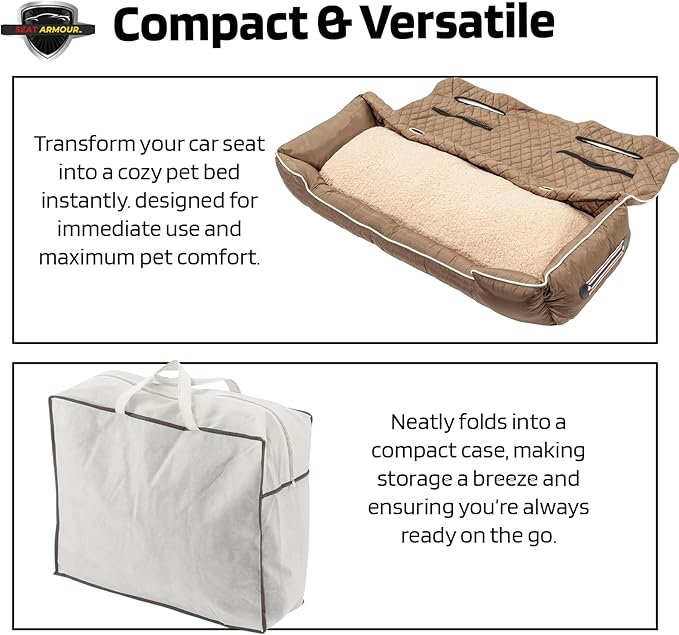 TAN, Large Pet Bed Cushion & Car Seat Cover, 52x20x7 (PET2G100LT)