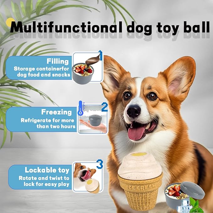 Interactive Dog Toys for Aggressive Chewers, Frozen Indestructible Chew Toy with Treat Dispenser & Chew Rings, Long-Lasting Mental Enrichment & Dental Chewing Toy for Medium Small Dogs