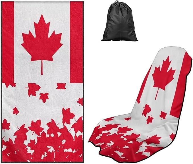 SEANATIVE Canadian Flag Car Seat Covers Easy Install Car Seat Towel Covers Scratch-Resistant Seat Cushion Protectors for Dogs, Kids, Beach Absorbent Sports Towel