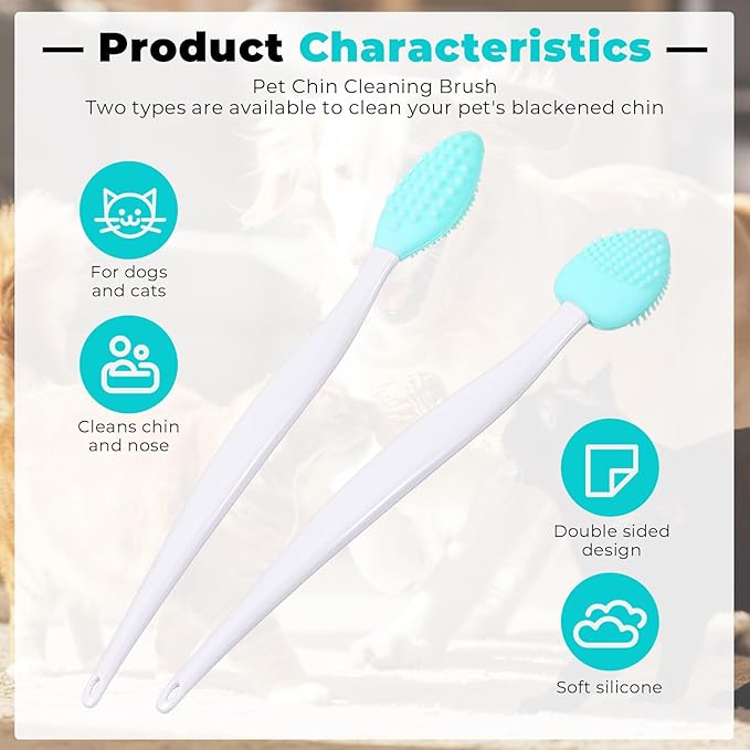 4Pcs Cat Acne Chin Treatment, Black Seed Soft Silicone Grooming Scraper, for Chin Acne & Blackhead Exfoliation, Double-sided Brush