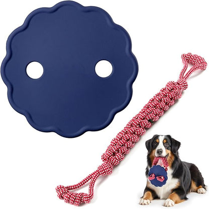 Interactive Dog Flying Disc and Rope Toy – 2-in-1 Toy for Medium and Large Dogs Outdoor Training and Fetch in Blue and Red