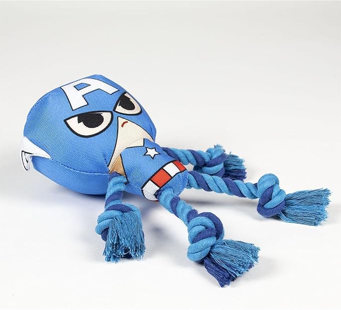 Cerdá Life's Little Moments - Captain America Dog Rope Toy - Dog Toys Indestructible - Dog Toys for Medium Dogs and Big Dogs - Tough Dog Toys Official Marvel Licensed