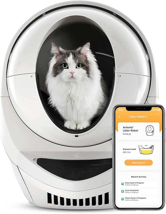 Litter-Robot 3 Connect by Whisker, Beige - Automatic, Self-Cleaning Cat Litter Box, App Control, Helps Reduce Litter Box Odors, Works with Any Clumping Litter, WhiskerCare 1-Year Warranty