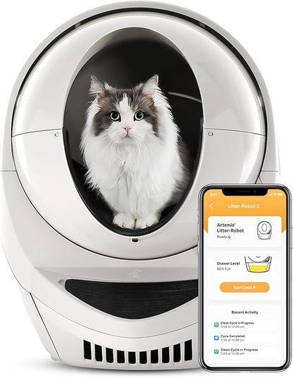 Litter-Robot 3 Connect by Whisker, Beige - Automatic, Self-Cleaning Cat Litter Box, App Control, Helps Reduce Litter Box Odors, Works with Any Clumping Litter, WhiskerCare 1-Year Warranty