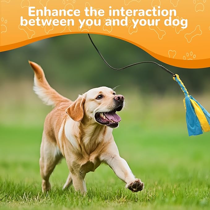 Flirt Pole for Dogs, Interactive Dog Toys Extendable Teaser Wand with Lure Chewing Toy, Chase and Tug of War for Small Medium Large Dogs Training Playing Exercise