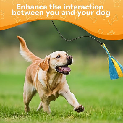 Flirt Pole for Dogs, Interactive Dog Toys Extendable Teaser Wand with Lure Chewing Toy, Chase and Tug of War for Small Medium Large Dogs Training Playing Exercise